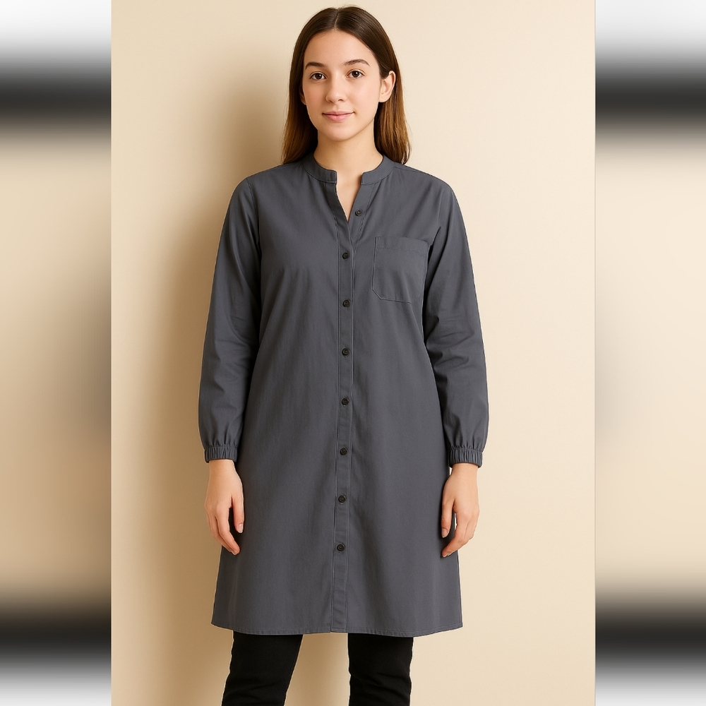 Athleta Long Sleeve Button Shirt Dress Midi Cinched Waist In Dusty Purple